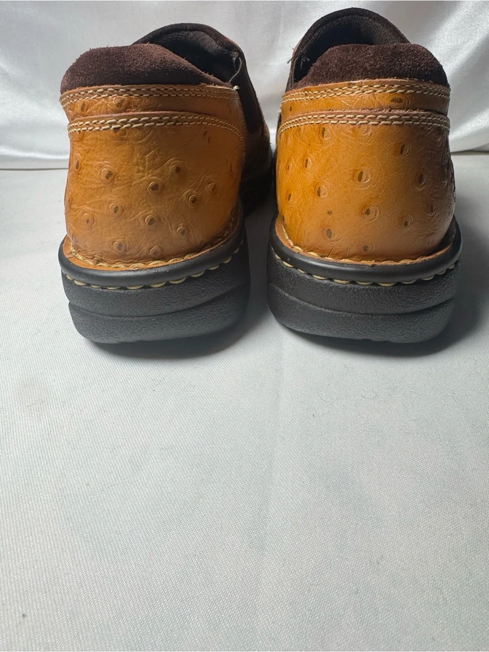 Ariat Women’s 7B Brown Ostrich Embossed Leather Slip On Clogs Loafers
